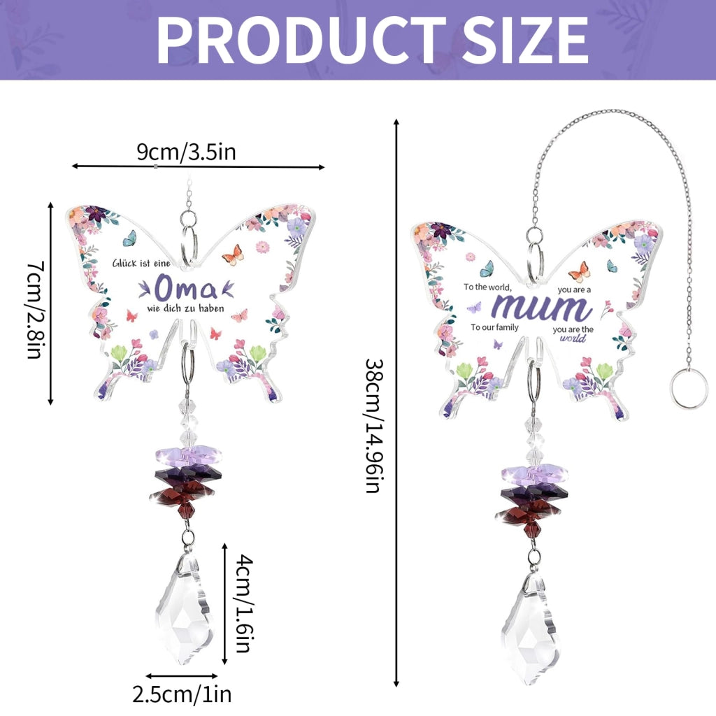 Kit per creare decorazioni per finestre a forma di farfalla, 2 pezzi, con cristalli, dimensioni 38 cm