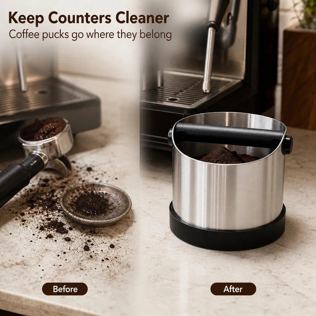 Contenitore in acciaio inossidabile per macinare il caffè, capacità 700 ml, con stantuffo rimovibile