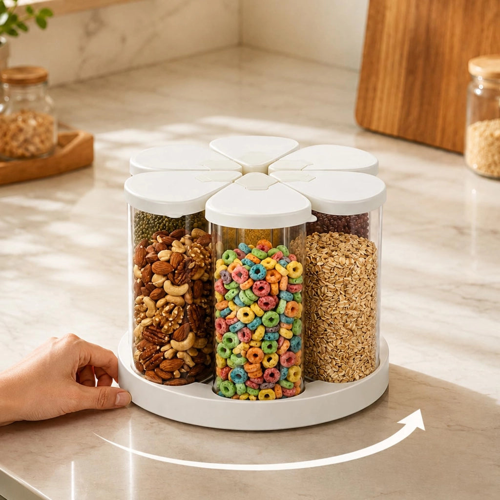 Distributore rotante per cereali, capacità 6 x 650 ml, privo di BPA, dimensioni 22,5 cm