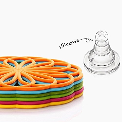 Set di 3 sottobicchieri in silicone, colore giallo, diametro 20 cm, resistenti al calore