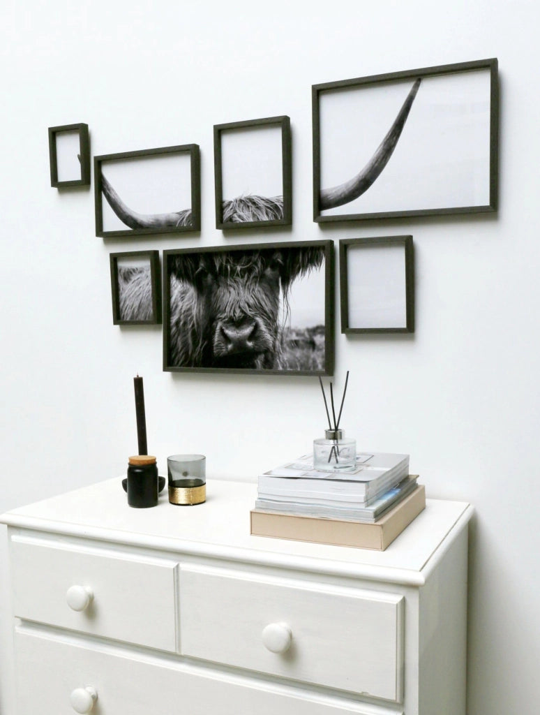 Cornice per foto, 40x60 cm, nero e grigio, legno, rettangolare