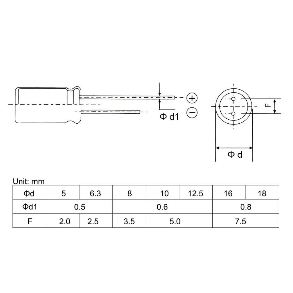 Condensatori elettrolitici in alluminio, 1uF, 50V, dimensioni 4x7mm, 50 pezzi, a montaggio radiale