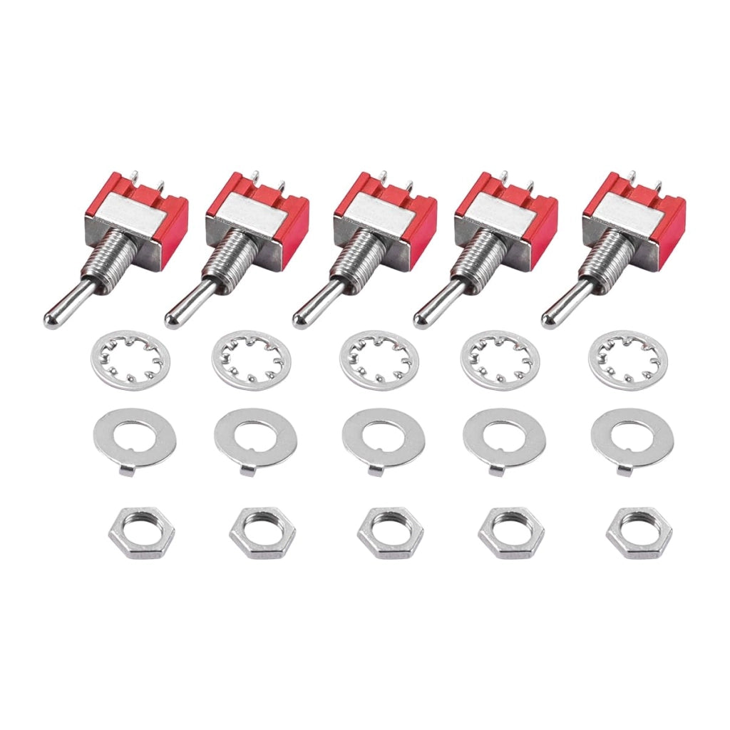 5 interruttori miniaturizzati SPST, 2A 250V, connettore a 2 poli, per montaggio con foro di 6 mm, funzione on/off