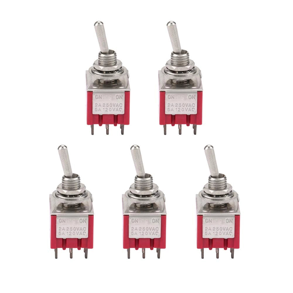 Interruttore a levetta 3PDT, 9 pin, 2A/250VAC, 5A/120VAC, confezione da 5 pezzi
