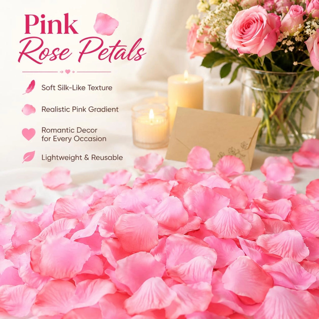 1500 petali di rosa artificiali, rosa, morbidi, resistenti alle macchie