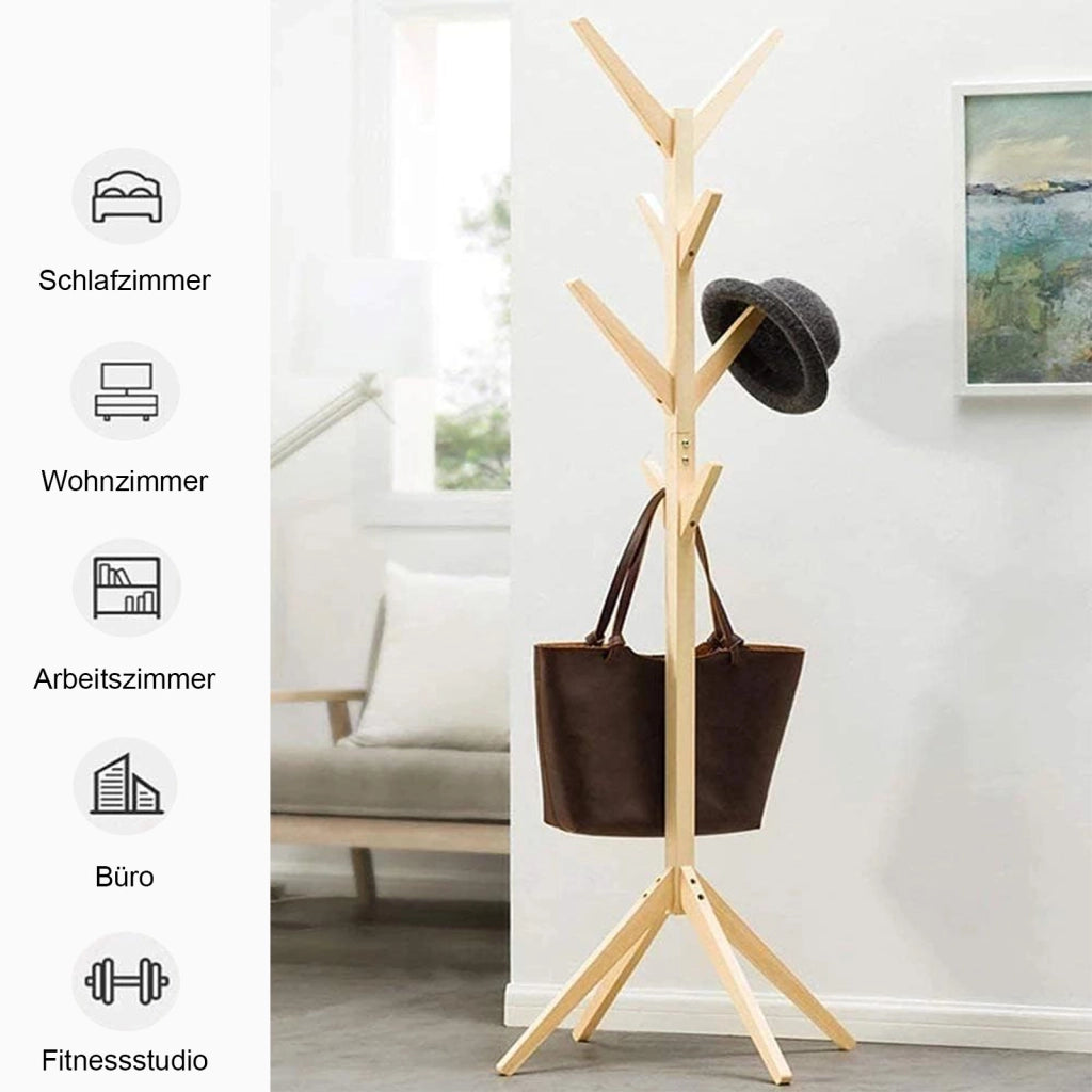 Appendiabiti da terra in bambù con ganci a ramo, 45 x 175 cm