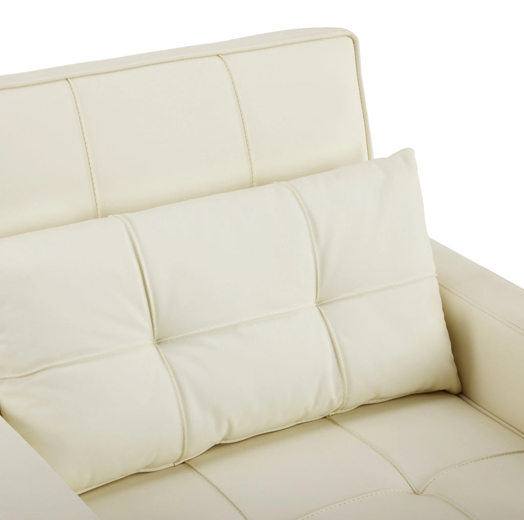Poltrona letto singola estraibile ULEVR 3 in 1 con schienale regolabile, portabevande e tasca laterale, bianca