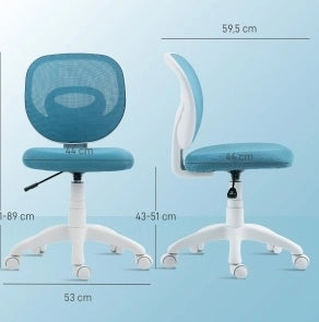 Sedia da ufficio ergonomica 59,5x53x81-89 cm in plastica blu, altezza regolabile