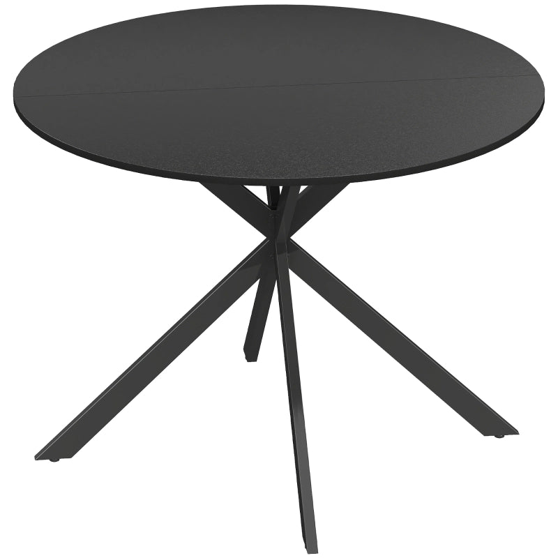 Tavolo da pranzo 4 posti con gambe in acciaio regolabili per cucina in legno nero diametro 100 cm