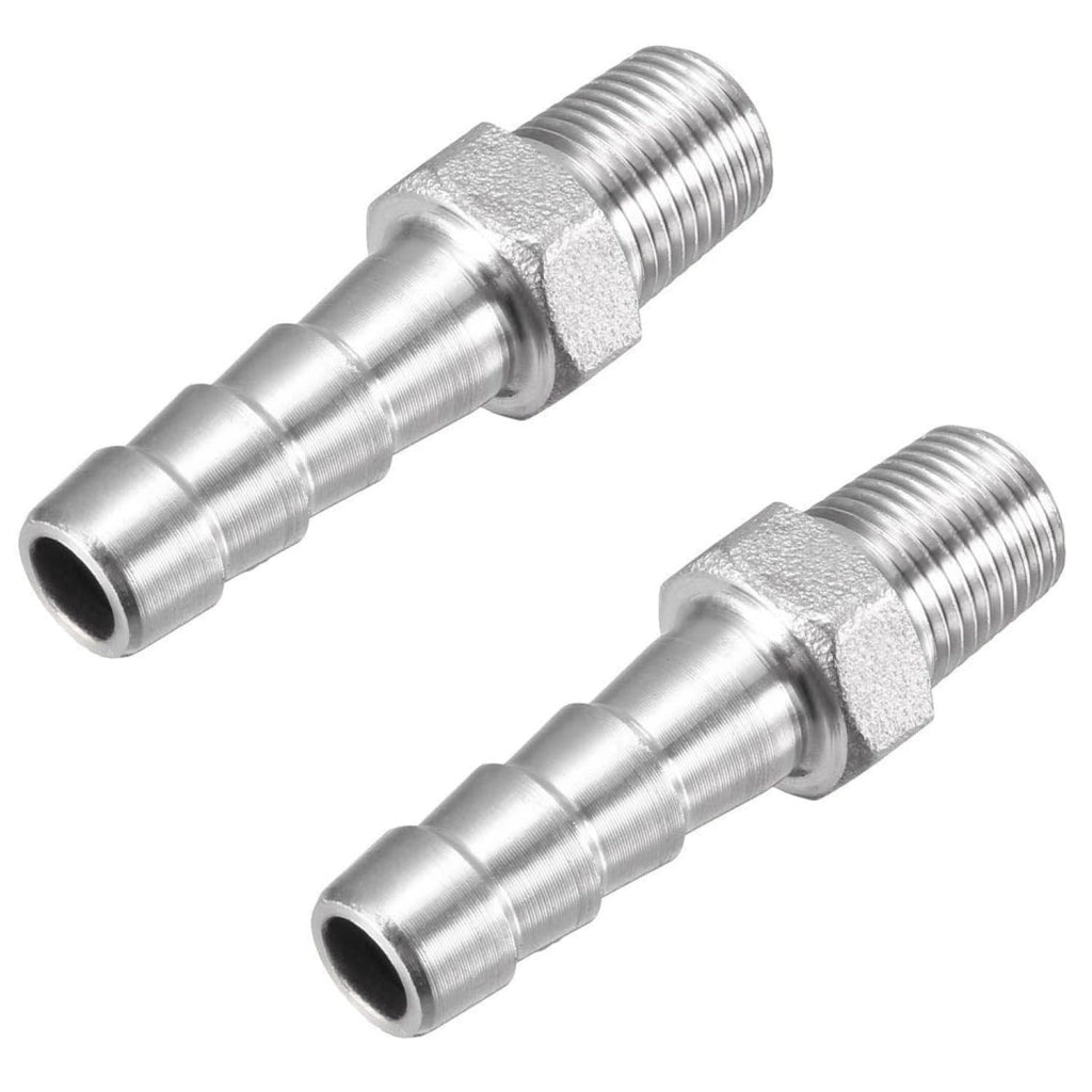 Set di 2 raccordi per tubi in acciaio inossidabile, da 8 mm a 1/8" BSP