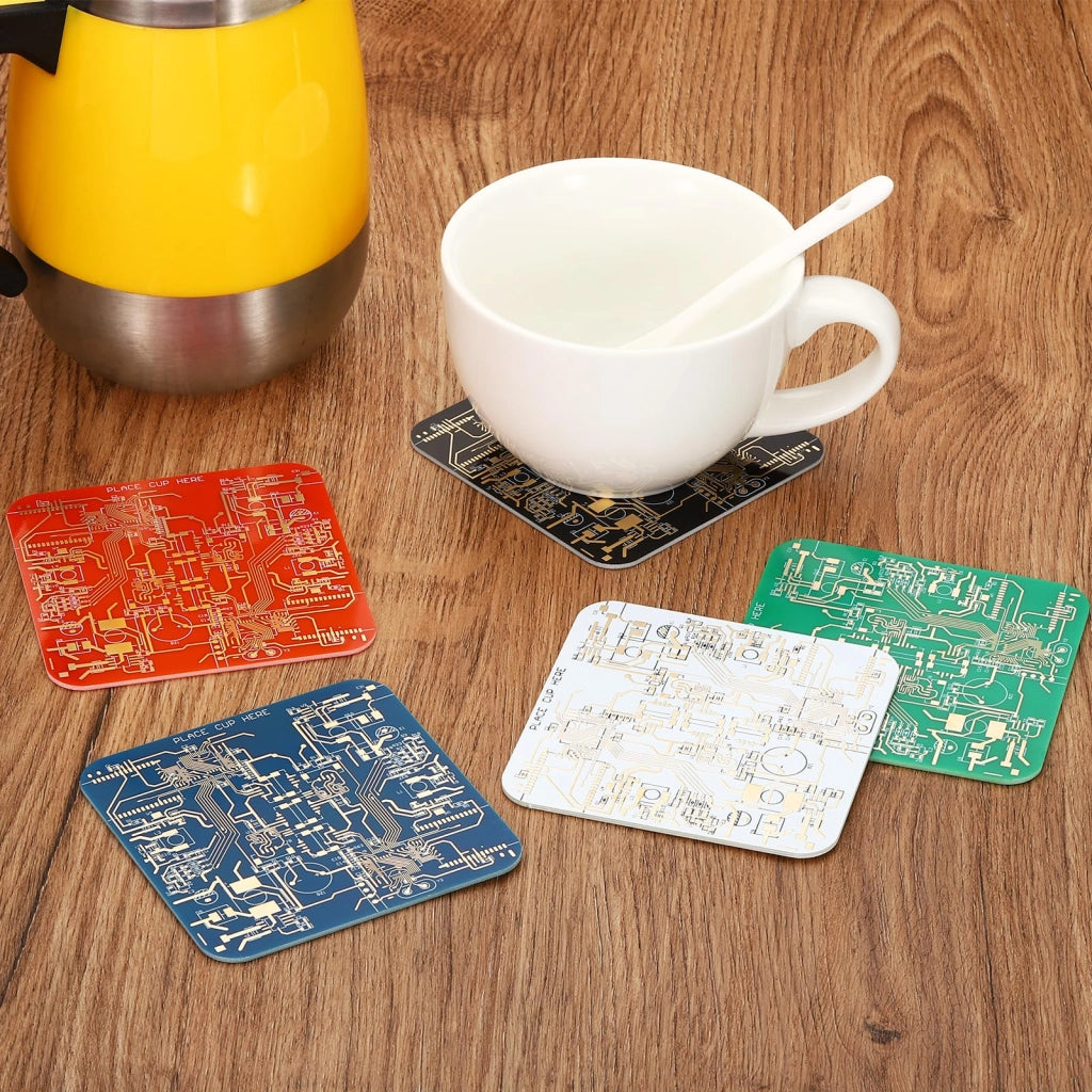 2 pezzi sottobicchieri per circuiti stampati, materiale FR-4, sottobicchieri per tavolino da caffè, regali da bar - verde, nero