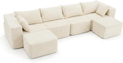 Divano modulare angolare a forma di U e L in velluto a coste, sfoderabile, design moderno per casa, 333 × 150 × 58 cm