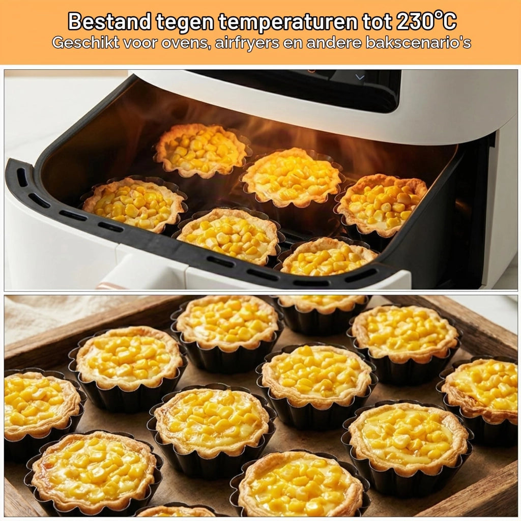 Set di 12 formine per mini-torte, Acciaio al carbonio, con rivestimento antiaderente, diametro 6,35 cm