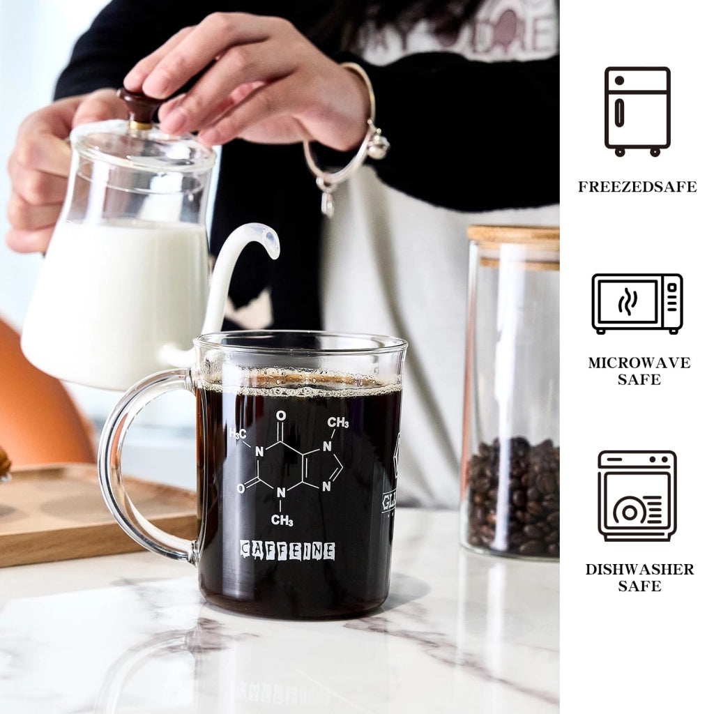 Bicchiere in vetro borosilicato da 400 ml con manico e scala graduata