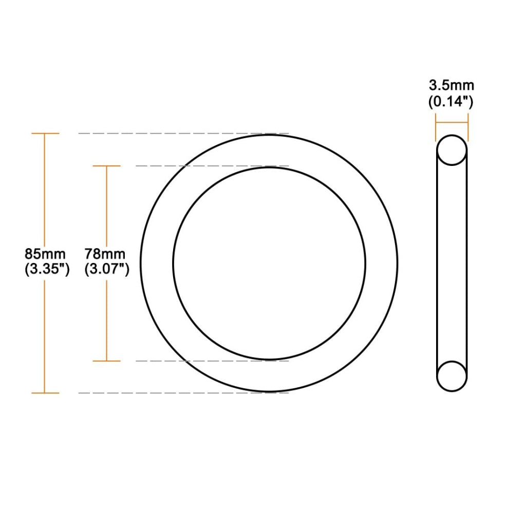 O-ring, confezione da 5 pezzi, 85x78x3,5 mm, gomma nitrilica, set di guarnizioni