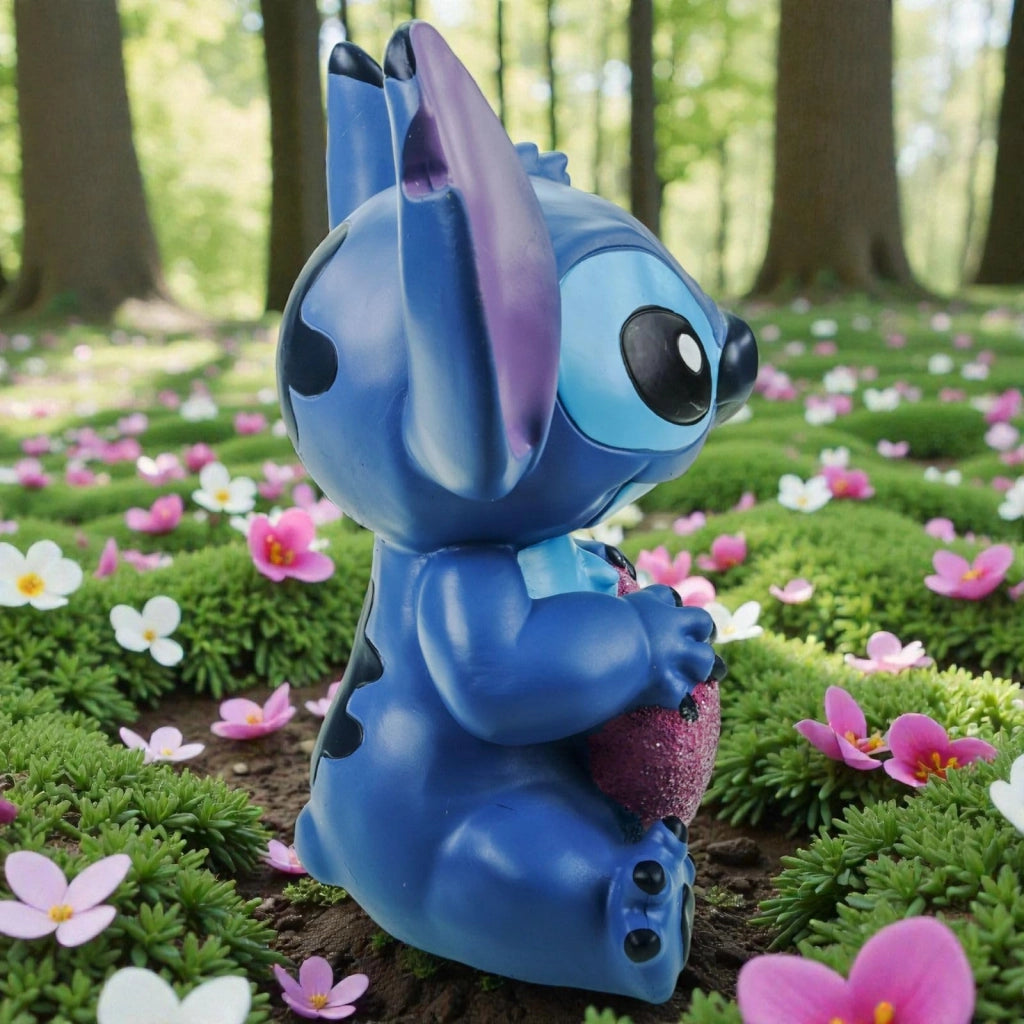 Disney Stitch, statuetta decorativa a forma di cuore, realizzata in resina, altezza 23 cm, resistente agli agenti atmosferici