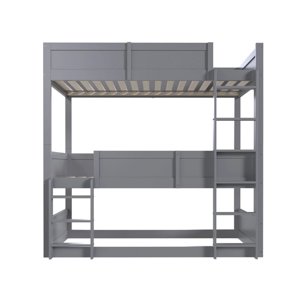Letto a castello triplo 90x200 cm grigio separabile