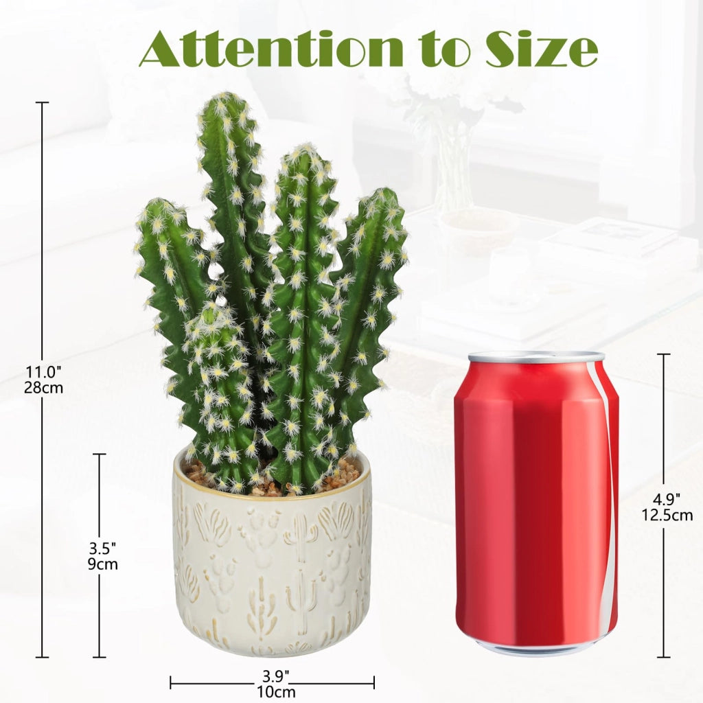 Pianta di cactus artificiale in vaso di Vetroceramica, altezza 33 cm, realizzata in plastica