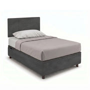 Letto Singolo Contenitore Imbottito 80x200 cm Microfibra Grigio BoxMax Testata Square