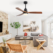 Ventilatore da soffitto 132 cm nero con LED dimmerabile e motore DC reversibile