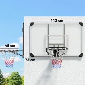 Canestro da basket da parete 113x73x45 cm in acciaio nero, interno/esterno
