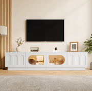 Mobile TV in MDF e truciolato con LED controllati da app, 200x40x42 cm, bianco