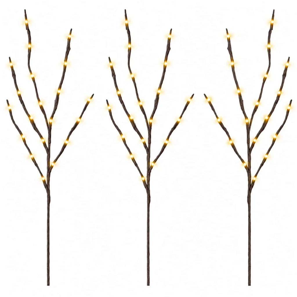 Rami di rame natalizi con LED 3 pz Marrone 62 cm Acciaio 60 LED 42055397