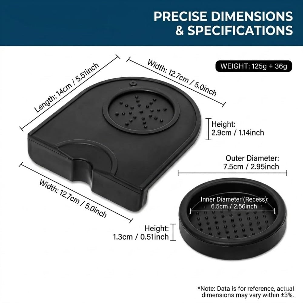 Set da 2 pezzi per pressare il caffè, in silicone, antiscivolo, colore nero