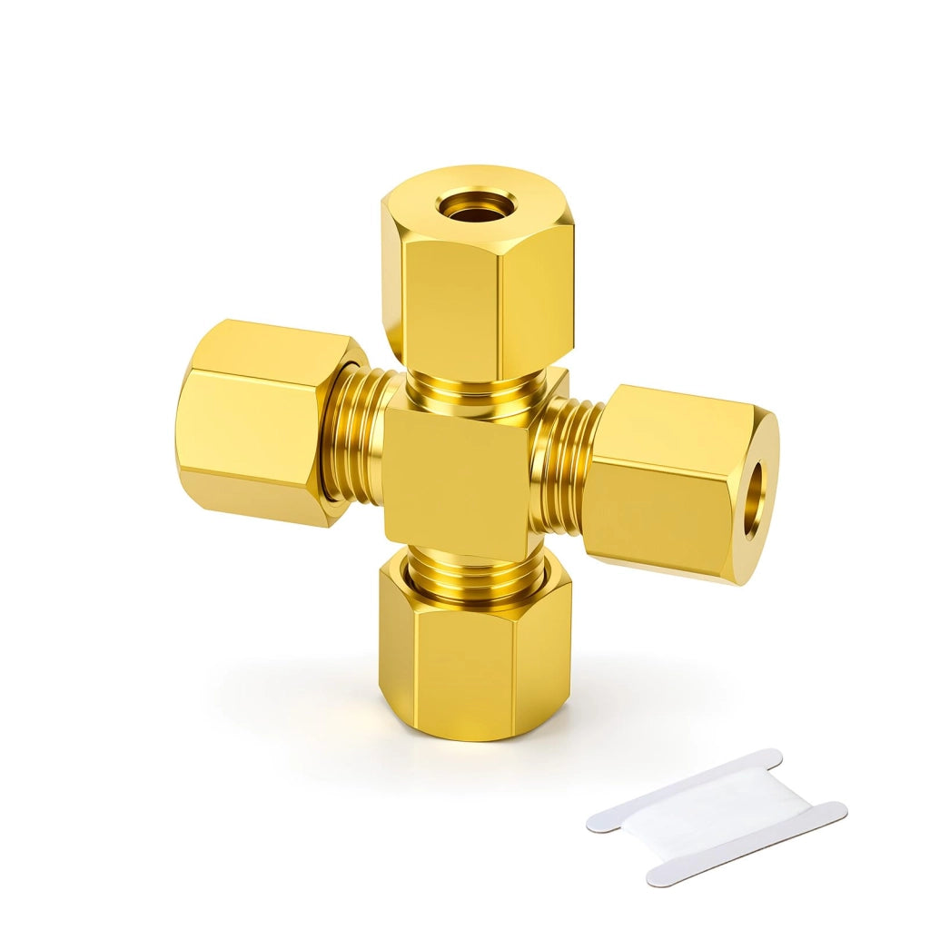 Raccordo a croce in ottone, 4 vie, 8 mm, a compressione