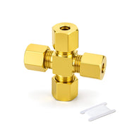 Raccordo a croce in ottone, 4 vie, 8 mm, a compressione