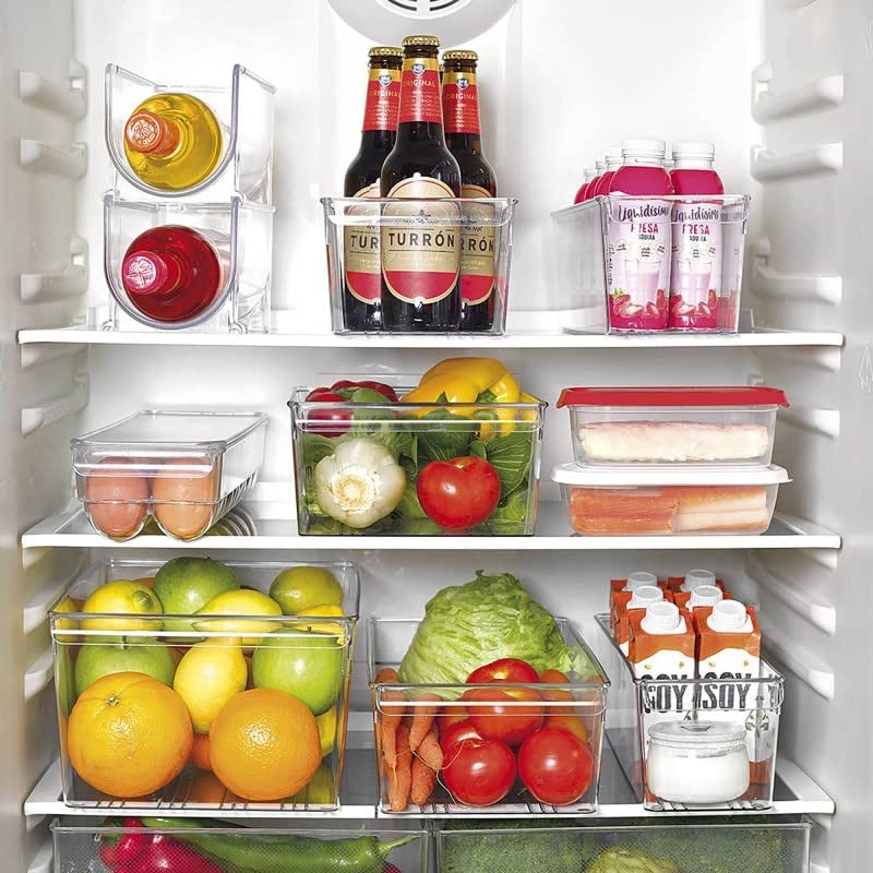 Organizzatore in plastica rigida, dimensioni 11x37x10 cm, trasparente, con maniglia