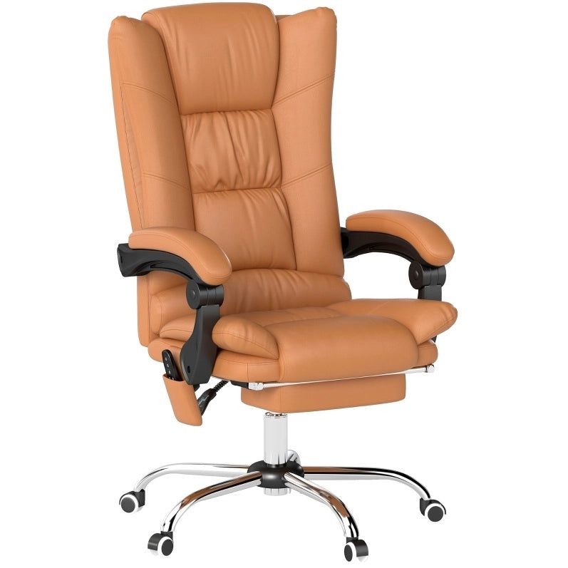 Sedia da ufficio ergonomica riscaldante e massaggiante marrone chiaro, altezza regolabile