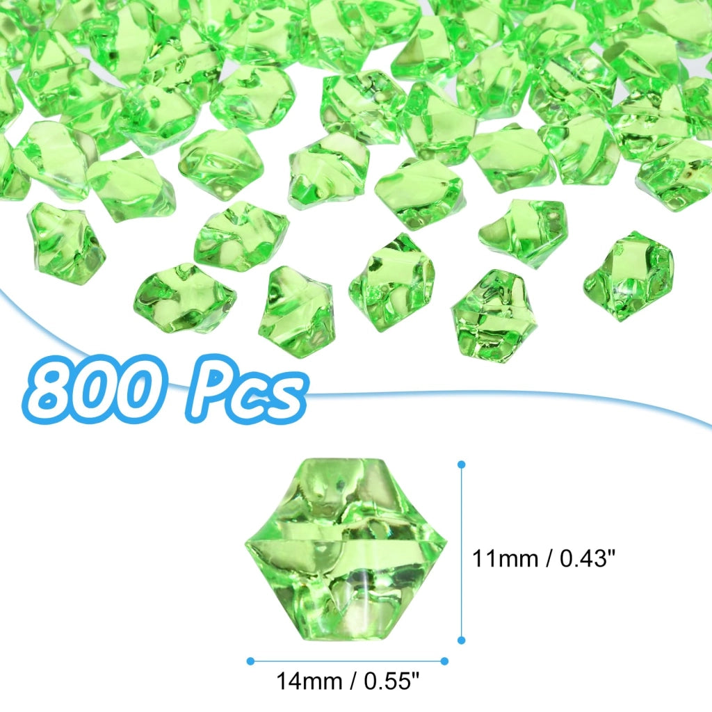 Cubetti di ghiaccio in acrilico, 800 pezzi, 14x11 mm, verde chiaro, effetto ghiaccio tritato