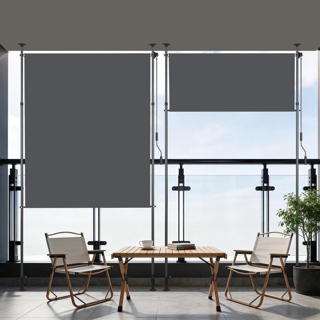 Tenda verticale da esterno grigio scuro con manovella, altezza regolabile