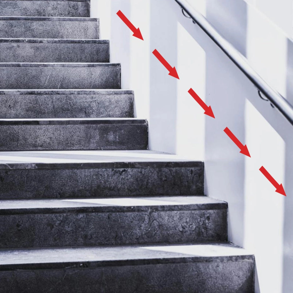Segnaletica direzionale, 9 pezzi, in PVC, autoadesiva, impermeabile, colore rosso