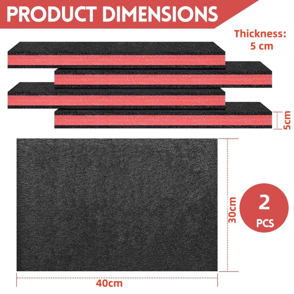 Spugna tagliata a misura, 40x30x5 cm, 2 pezzi, colore nero/rosso