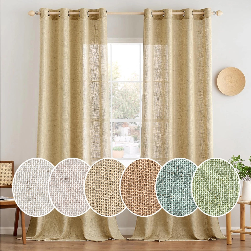 Tende a rullo, set da 2, aspetto lino, semitrasparenti, 245x140 cm, colore: grano