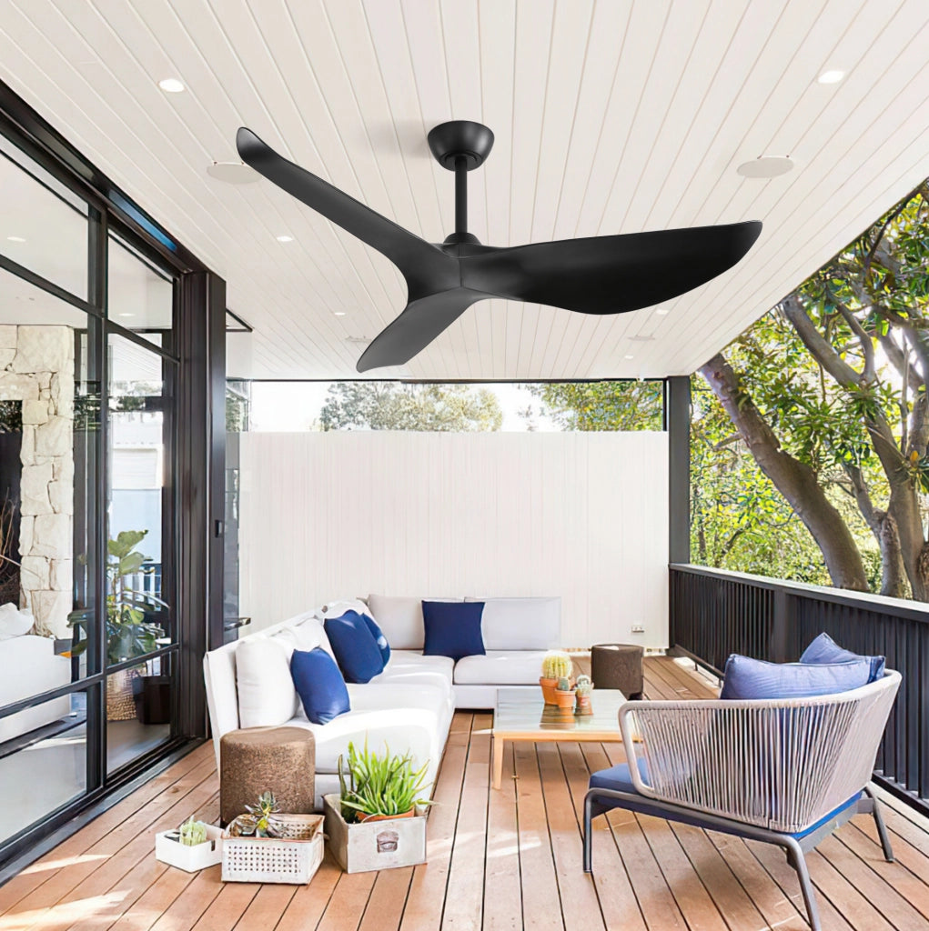 Ventilatore da soffitto 132 cm nero con telecomando e 6 velocità