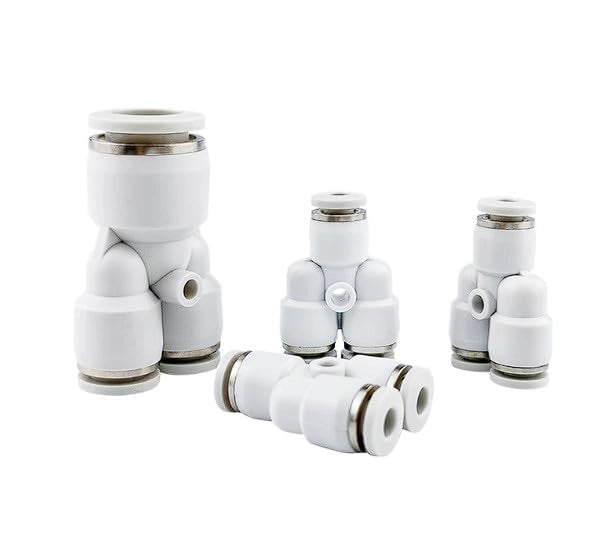 Raccordo a T da 12 mm, 2 pezzi, a innesto rapido, per aria compressa, colore bianco