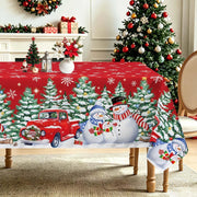 Tovaglia, alberi di Natale, pupazzo di neve, camion, 140x180 cm