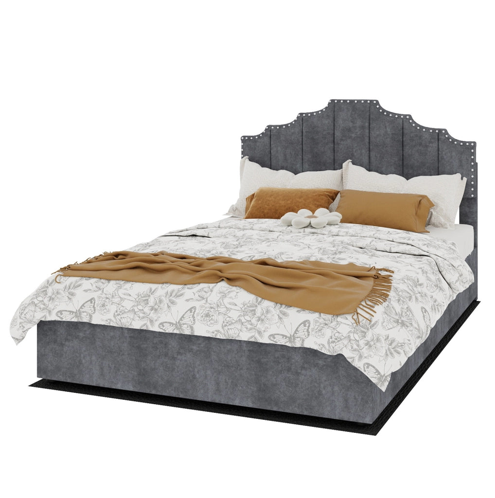 Letto imbottito grigio 140 x 200 cm con materasso incluso