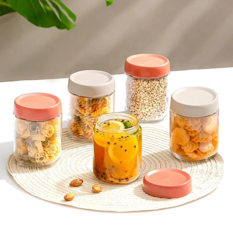 Set di 4 vasetti da 500 ml con coperchio, a prova di perdite e riutilizzabili