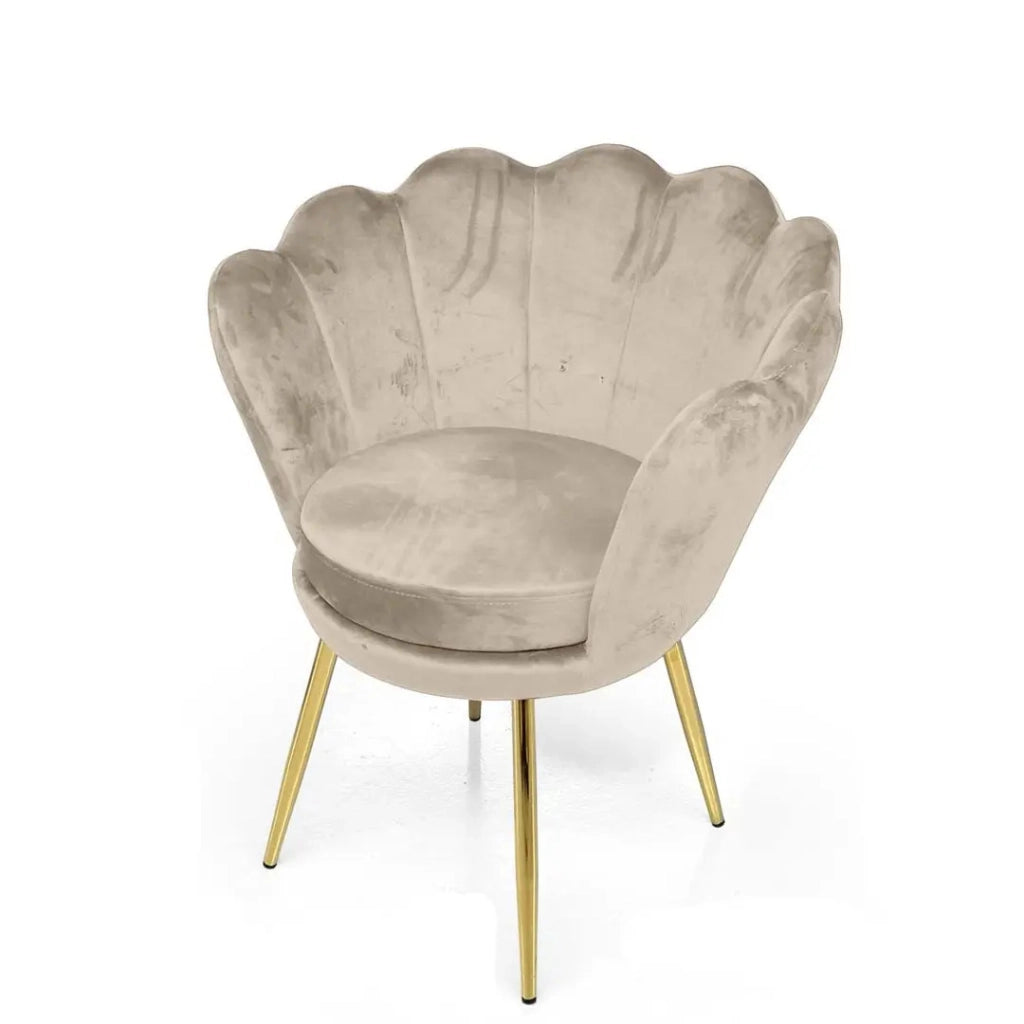 Poltrona in velluto beige cm 58x67x79h
