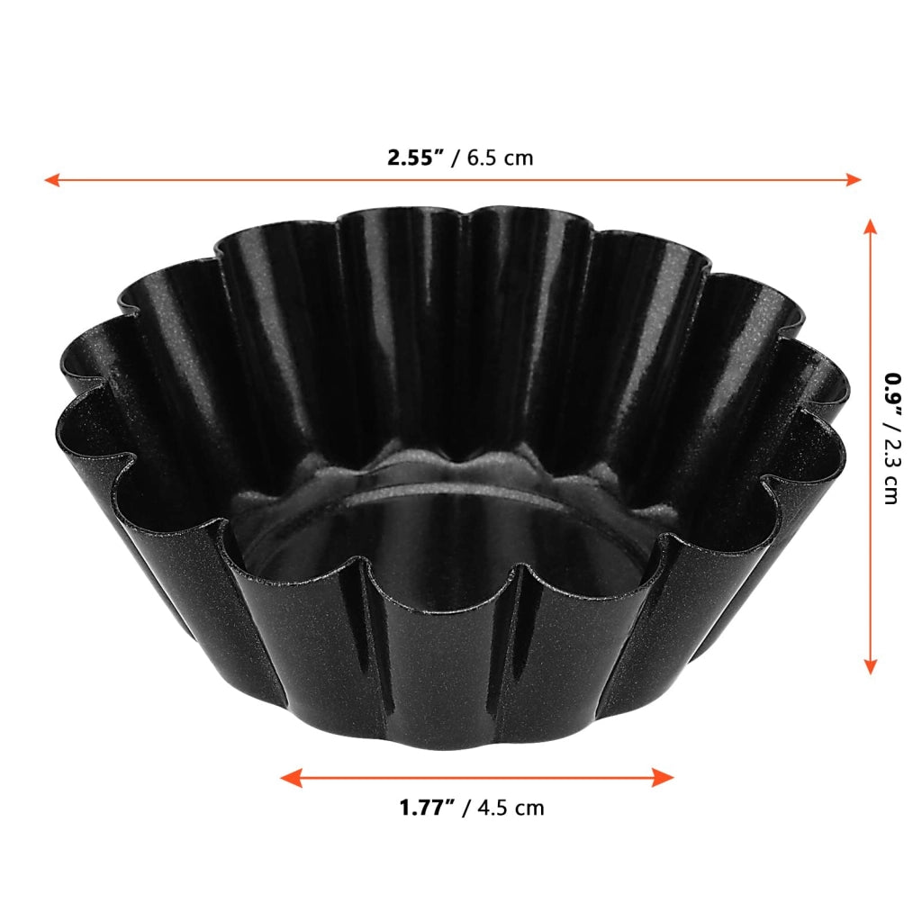 Set da 18 mini stampi per tortine a forma di uovo, diametro 6,5 cm, con rivestimento antiaderente, colore nero