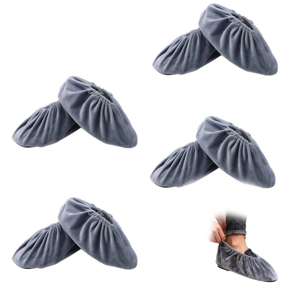 Copriscarpe in tessuto, confezione da 4 paia, suola antiscivolo, taglie dalla 36 alla 43, lavabili