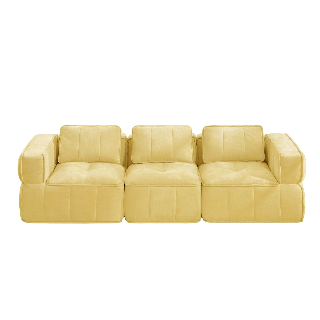 Divano modulare in poliestere giallo, 271 x 93 x 67 cm