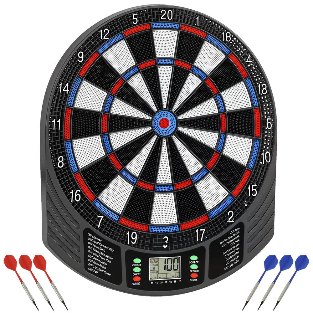 Bersaglio Elettronico per Freccette da 1-8 Giocatori con Display LCD 18 Giochi e 6 Freccette Multicolore Pratico per Casa
