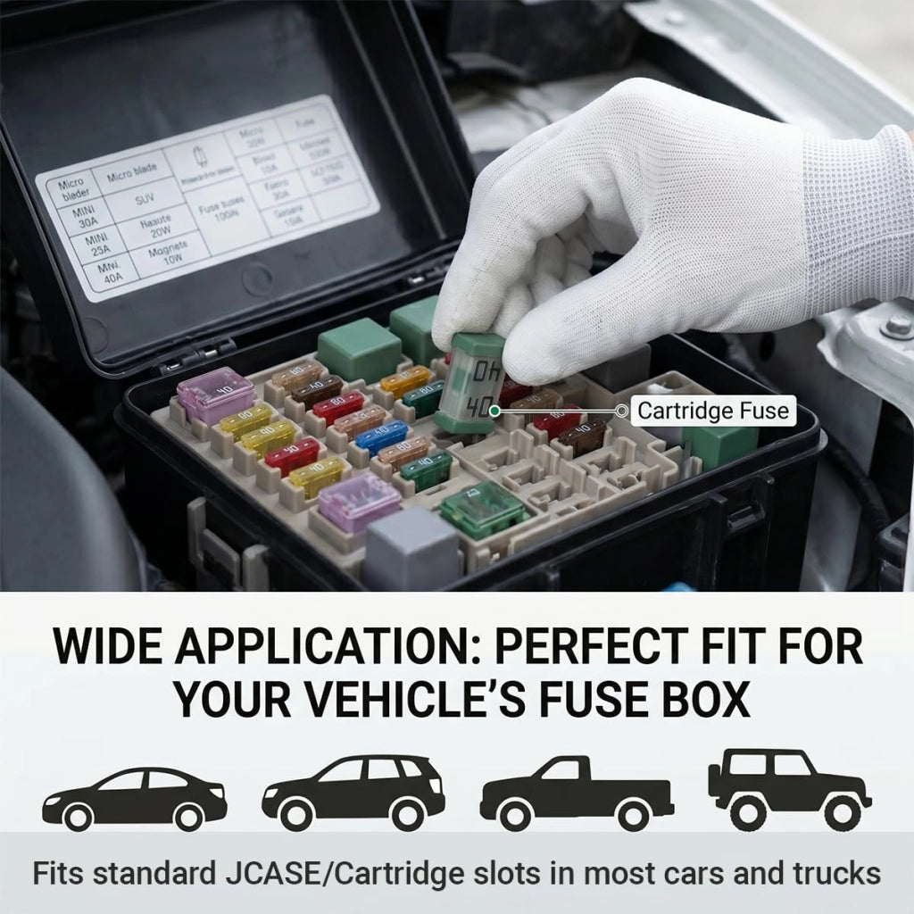 6 mini-fusibili MCASE da 40A, colore verde, a 32V, per ventole e telai di automobili