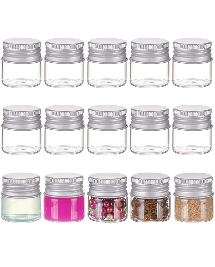 15 contenitori da 5 ml con coperchio a vite nero
