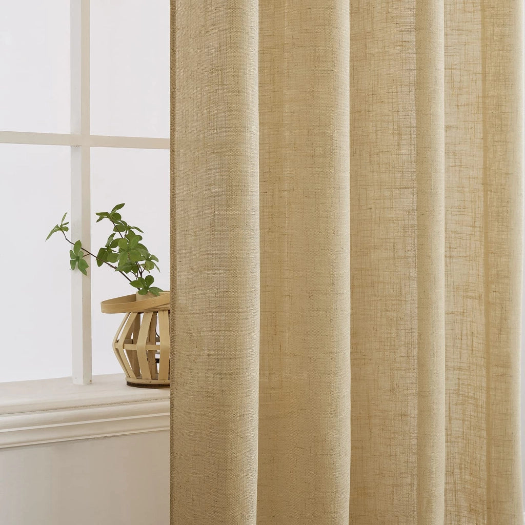 Tende a rullo, set da 2, aspetto lino, semitrasparenti, 245x140 cm, colore: grano